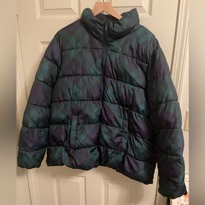 Old Navy Plaid Puffer Jacket